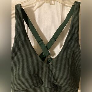 Aerie Deep Green Ribbed Bralette